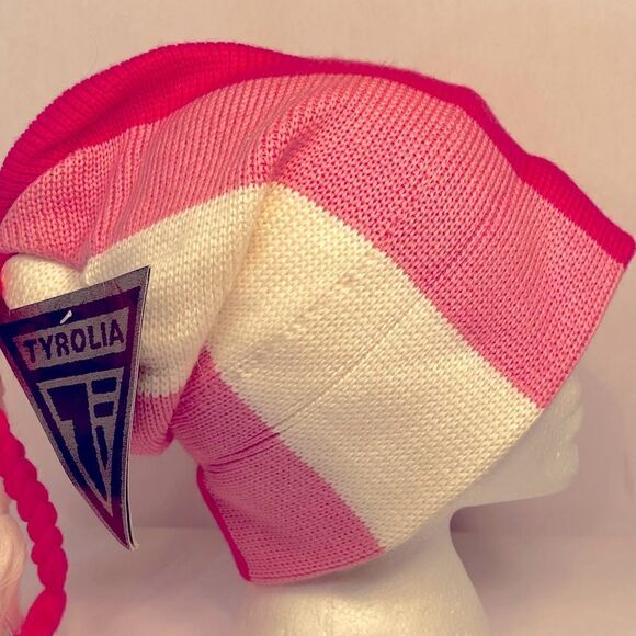 VINTAGE PINK AND WHITE SKI HAT BY TYROLA NWT main image 5